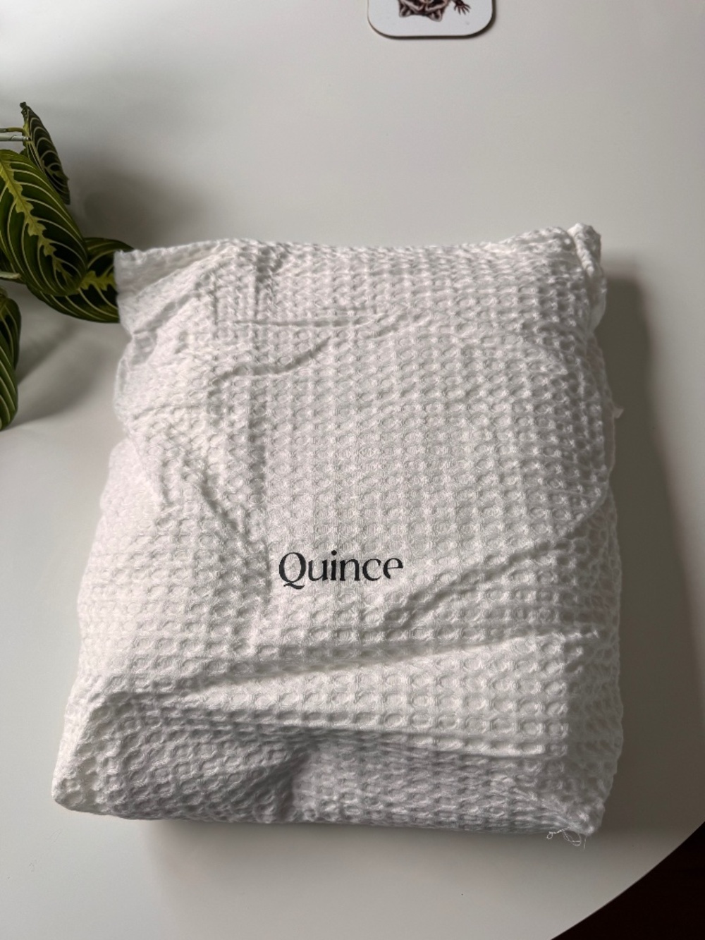 Quince organic luxe cotton waffle shower curtain